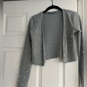 zara pearl cardigan